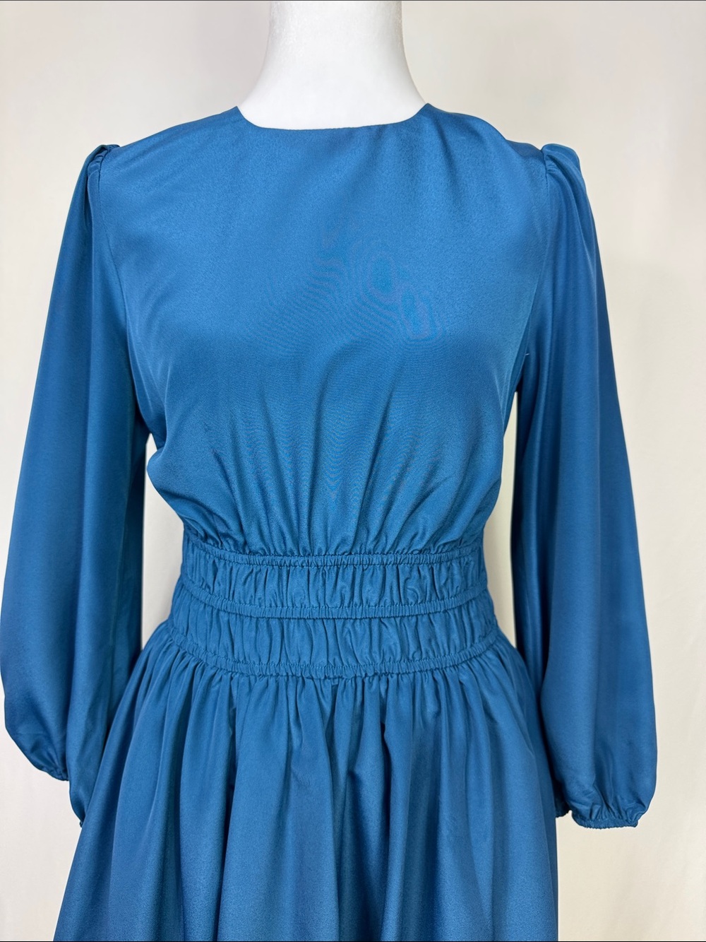Eliza J Ballon Sleeve Crepe Fit & Flare Dress Size 8 Teal - Picture 8 of 15